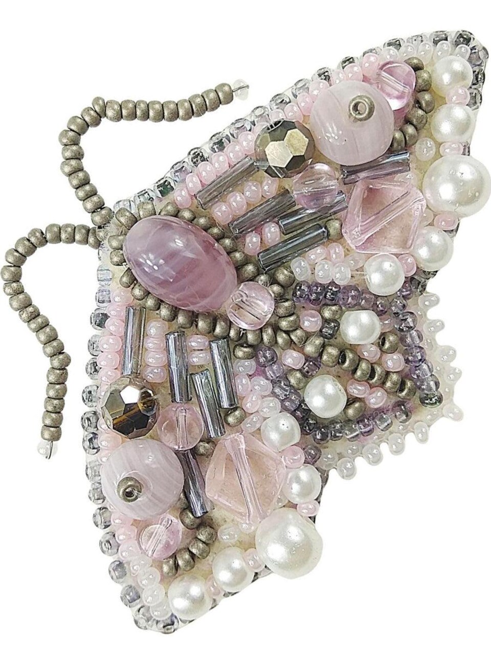 BP-218C Beadwork kit for creating brooch Crystal Art "Lilac butterfly"